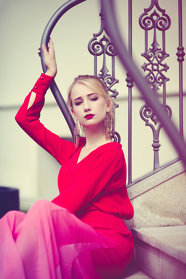 Young lady in red